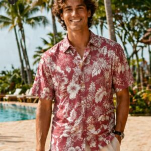 Pineapple Button Up Reverse Print Men’s Aloha Shirt
