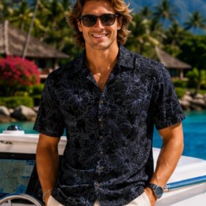 Relaxed Fit Rayon Poplin Aloha Shirt