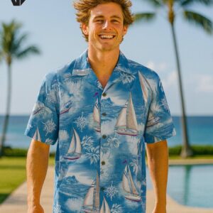 Sailing Cotton Men’s Aloha Shirt