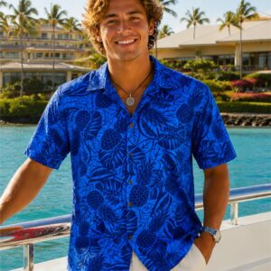 Short Sleeves Cotton Poplin Pineapple Aloha Shirt
