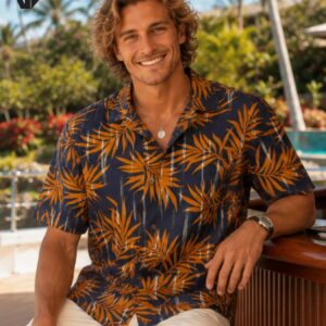 Short Sleeves Men’s Cotton Palms Island T-Shirt