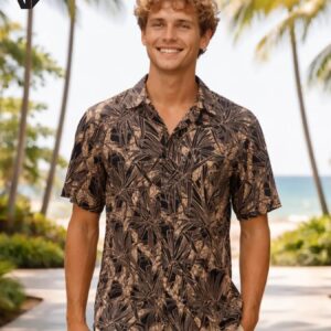 Short Sleeves Rayon Palm Men’s Aloha Shirt