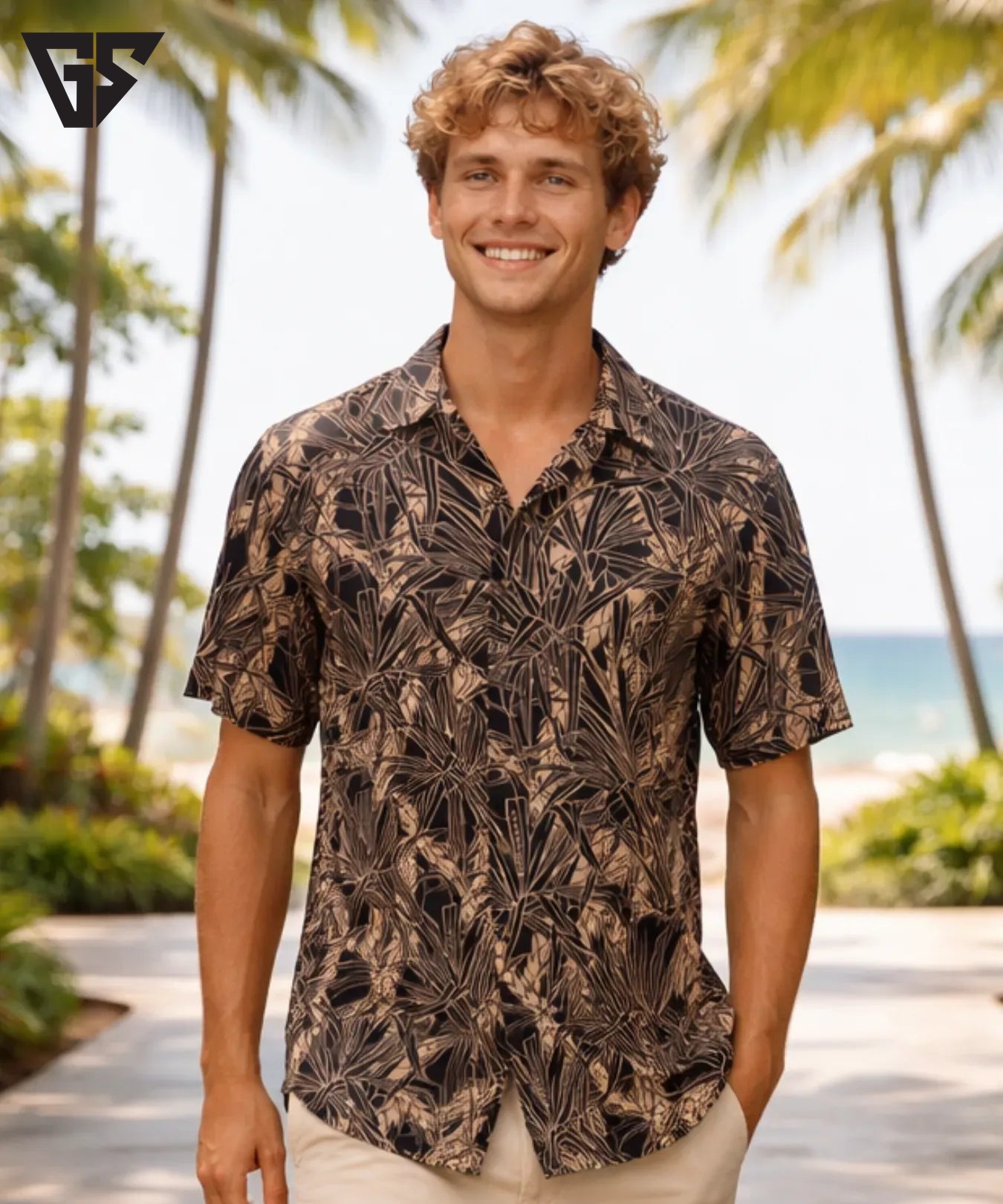 Short Sleeves Rayon Palm Men’s Aloha Shirt Short Sleeves Rayon Palm Men’s Aloha Shirt