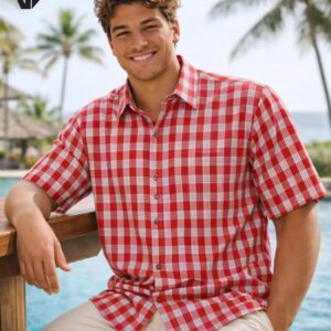 Traditional Hawaiian Paniolo Red Palaka Shirt