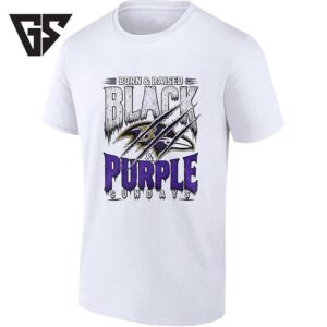 Baltimore Ravens Born And Raised Black And Purple Sundays T-Shirt