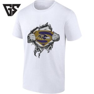 Baltimore Ravens Superman Logo Ripped Chest Style T-Shirt