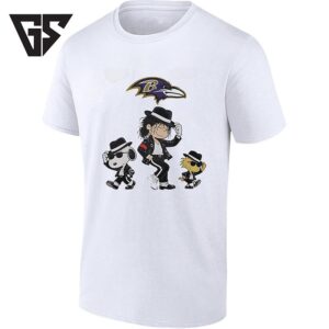 Baltimore Ravens X Charlie Browns With Snoopy And Woodstock Pop Rock Style T-Shirt