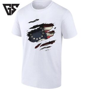 Betsy Ross American Flag Ripped Effect Patriotic T-Shirt