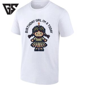 Birthday Girl I’m 8 Today Cross Stitch Pixel Art T-Shirt