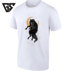 Black Wolf Holding A Cat With Crescent Moon T-Shirt