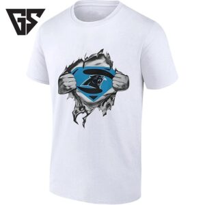 Carolina Panthers Superman Logo Ripped Chest Style T-Shirt