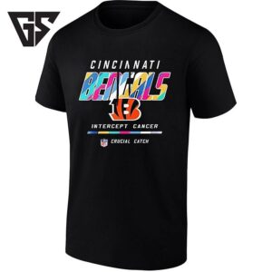 Cincinnati Bengals Crucial Catch Intercept Cancer Colorful Logo T-Shirt