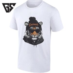 Cincinnati Tiger Wearing Sunglasses And Beanie T-Shirt