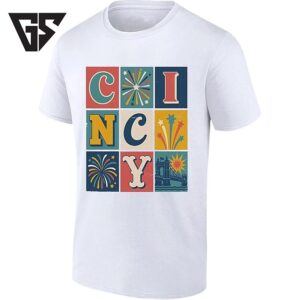 Cincy Retro Fireworks And Bridge Cincinnati T-Shirt