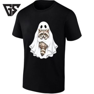 Cute Raccoon Wearing A Ghost Sheet Spooky T-Shirt