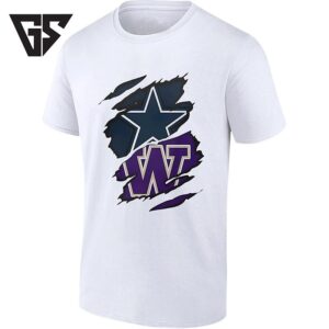 Dallas Cowboys And Washington Huskies Ripped Logo T-Shirt