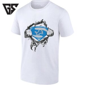 Detroit Lions Superman Logo Ripped Chest Style T-Shirt