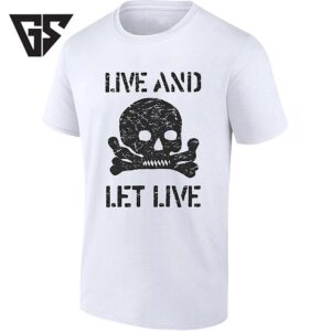Distressed Live And Let Live Skull And Crossbones T-Shirt