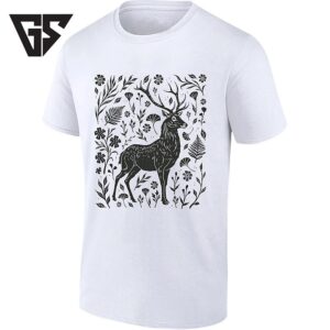 Floral Deer Botanical Nature Wildlife T-Shirt