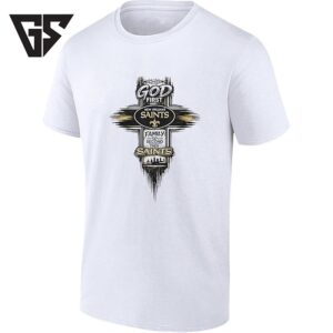 God First Family Second Then New Orleans Saints City Skyline In Cross T-Shirt