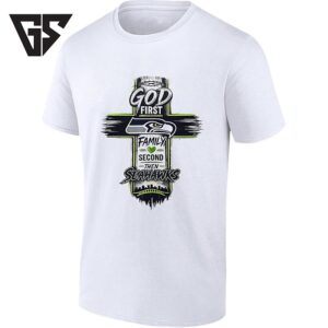 God First Family Second Then Seattle Seahawks City Skyline In Cross T-Shirt