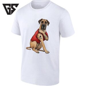 Great Dane Dog With I Love Mom Tattoo T-Shirt
