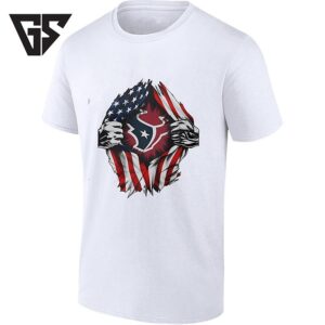 Houston Texans X American Flag Ripped Chest T-Shirt