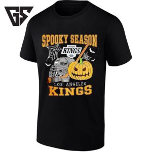 Los Angeles Kings X Spooky Season Halloween Hockey Pumpkin And Helmet T-Shirt