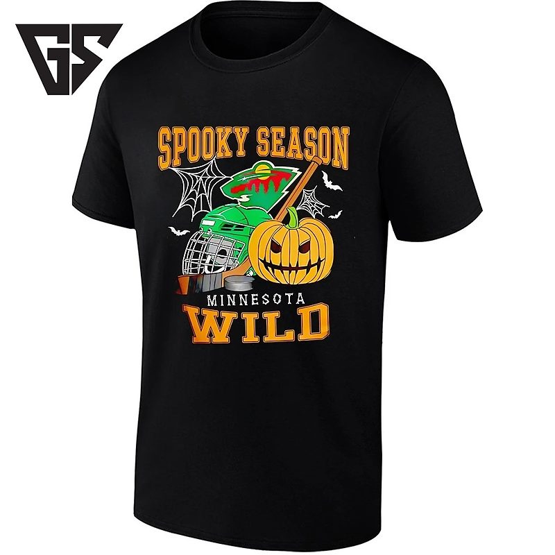 Minnesota Wild X Spooky Season Halloween Hockey Pumpkin And Helmet T-Shirt Minnesota Wild X Spooky Season Halloween Hockey Pumpkin And Helmet T-Shirt
