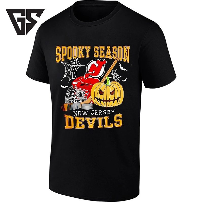 New Jersey Devils X Spooky Season Halloween Hockey Pumpkin And Helmet T-Shirt New Jersey Devils X Spooky Season Halloween Hockey Pumpkin And Helmet T-Shirt