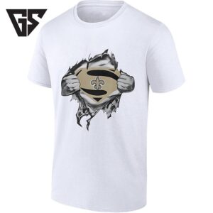 New Orleans Saints Superman Logo Ripped Chest Style T-Shirt