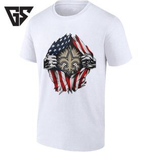 New Orleans Saints X American Flag Ripped Chest T-Shirt
