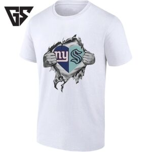 New York Giants And Seattle Kraken Heart Logo T-Shirt