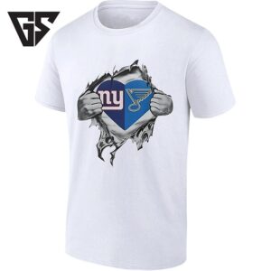 New York Giants And St Louis Blues Heart Logo T-Shirt