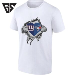 New York Giants And Toronto Blue Jays Heart Logo T-Shirt