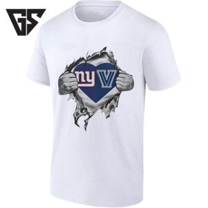 New York Giants And Villanova Wildcats Heart Logo T-Shirt