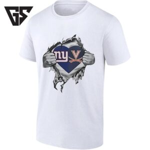 New York Giants And Virginia Cavaliers Heart Logo T-Shirt