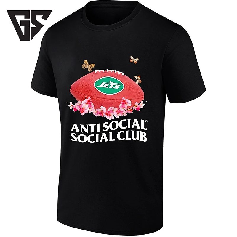 New York Jets Anti Social Social Club Football Floral T-Shirt New York Jets Anti Social Social Club Football Floral T-Shirt