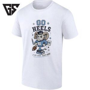 North Carolina Tar Heels Mascot Go Heels Stationery Study Hard Play Hard T-Shirt