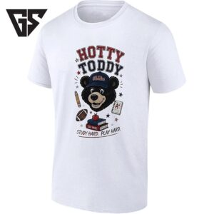 Ole Miss Rebels Mascot Hotty Toddy Bear Stationery Study Hard Play Hard T-Shirt