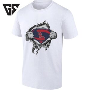 Ole Miss Superman Logo Ripped Chest College Football T-Shirt