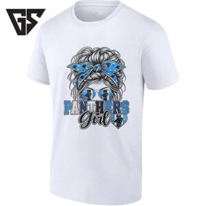 Panthers Girl Messy Bun Sunglasses NFL Football T-Shirt