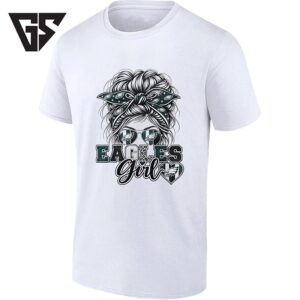 Philadelphia Eagles Girl Messy Bun Football Fan NFL T-Shirt