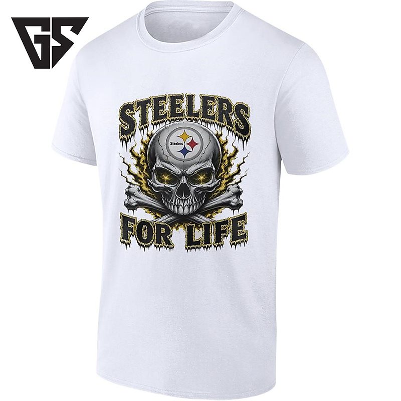 Pittsburgh Steelers Football For Life NFL Skull X Logo T-Shirt Pittsburgh Steelers Football For Life NFL Skull X Logo T-Shirt
