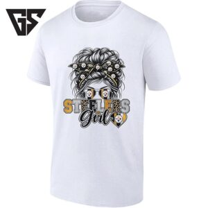 Pittsburgh Steelers Girl With Messy Bun And Sunglasses T-Shirt