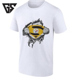 Pittsburgh Steelers Superman Logo Ripped Chest Style T-Shirt