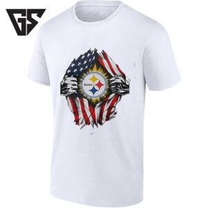 Pittsburgh Steelers X American Flag Ripped Chest T-Shirt
