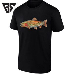 Rainbow Trout With Mountain Lake And Waterfall Landscape T-Shirt