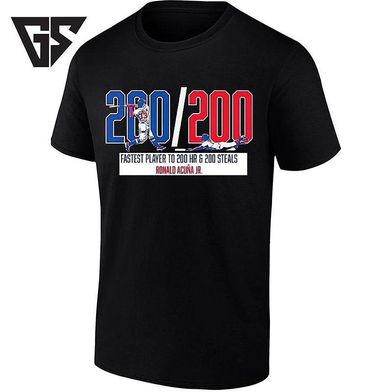 Ronald Acuna Jr 200 200 Fastest Player To 200 Hr And 200 Steals T-Shirt Ronald Acuna Jr 200 200 Fastest Player To 200 Hr And 200 Steals T-Shirt