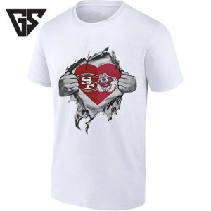 San Francisco 49ers And Fresno State Bulldogs Heart T-Shirt